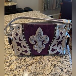 Chic Women's Shoulder Bag in Purple and Silver